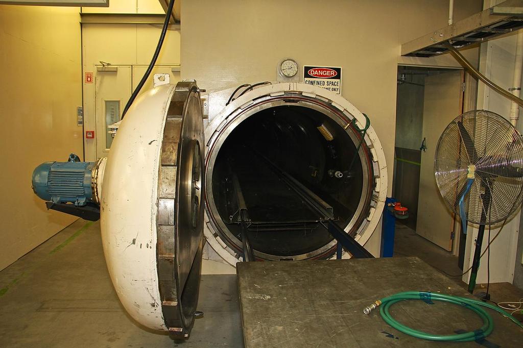 The mouth of a 53metre long autoclave used to cook the spar sections - Southern Spars - Volvo Ocean Race © Richard Gladwell www.photosport.co.nz